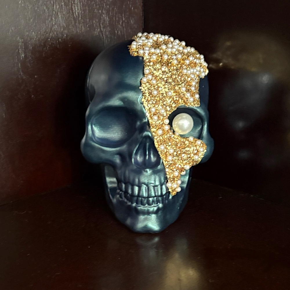 Decorative Skull with Gold and Pearl Accents